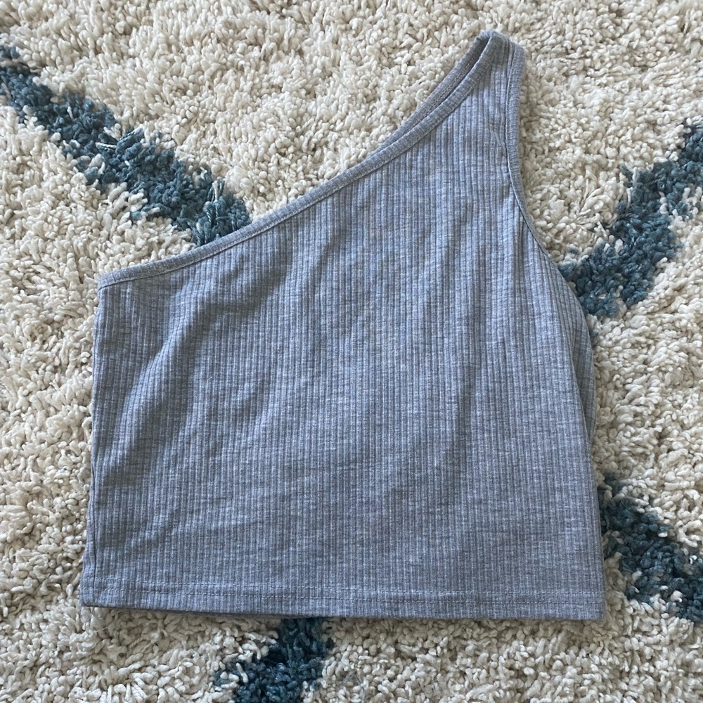Grey one shoulder tank